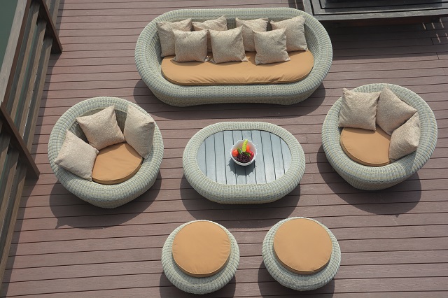 PAS-1645/ New Design Luxury Outdoor Round Rattan Sofa Set