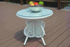 White Rattan Outdoor Dining Set Round Table And Two Chairs