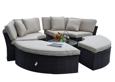 PAL-1201/5PCs New Style Outdoor Modular Rattan Round Sunbed