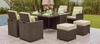PAD-3233B / Cube Rattan Outdoor Wicker Pool Dining Set with Foot Stools