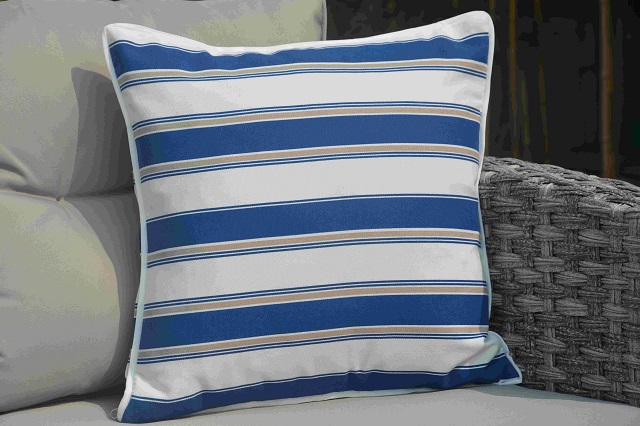 Pillow-9/Blue and and White Striped Square Throw Pillow