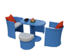 PAD-1278/Space-saving Dining Table Patio Wicker Chair Furniture Set with 2 Ottoman
