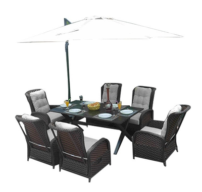 PAD-1802/Outdoor Patio and Garden Wicker 6 Seats Royal Dining Table and Rocking Chair