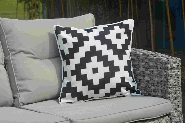 Pillow-4/White and Black Decorative Square Throw Pillow