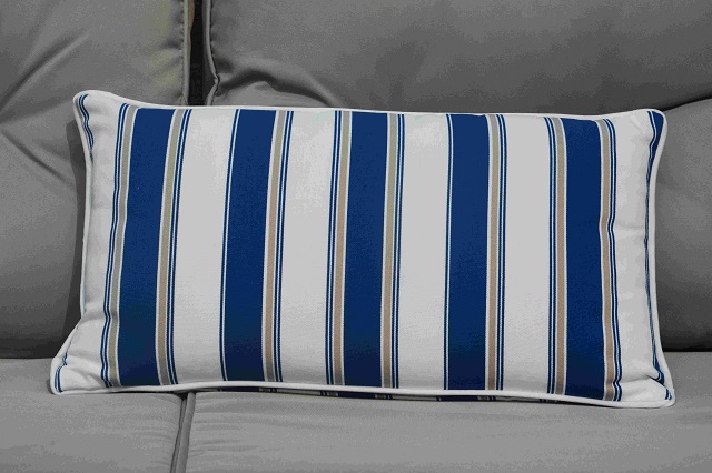Cushion-9/Blue and and White Striped Rectangular Back Cushion