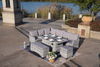5-Piece Gray Wicker Outdoor Conversational Sofa Set with Fire Pit Table