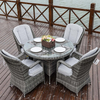 4 Seat Garden Wicker Dining Sets with Double Layer Glass