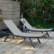 Economical Outdoor Poolside Steel Sunbed with Table